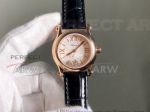 Perfect Replica Chopard Happy Sport Rose Gold Smooth Bezel Black Leather 30mm Women's Watch